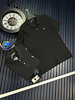 Мужская футболка-поло Polo черная брендовая мужская футболка тенниска с воротником Поло без надписей