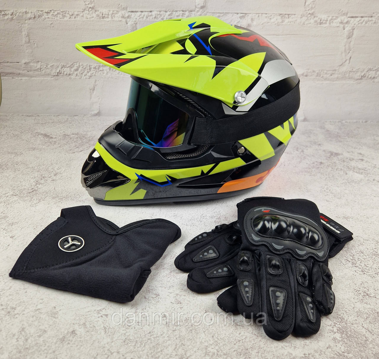 Мотошолом Ендуро Helmet Н001XL + КОМПЛЕКТ у Подарунок (Окуляри, Рукавички, Балаклава)