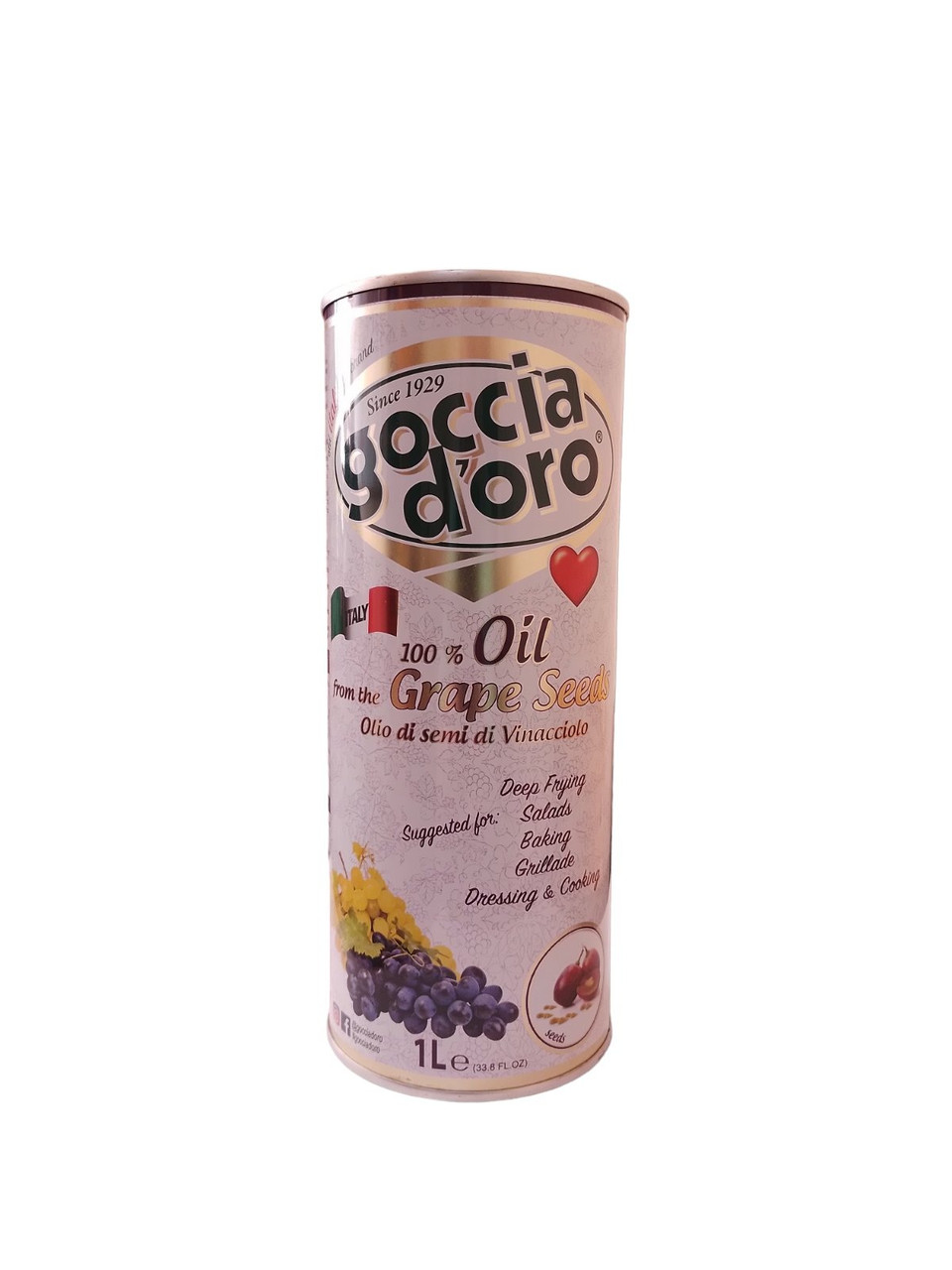 Олія виноградної кісточки Goccia d'oro - виногадна олія - 1л (ІТАЛІЯ) - ОРИГІНАЛ