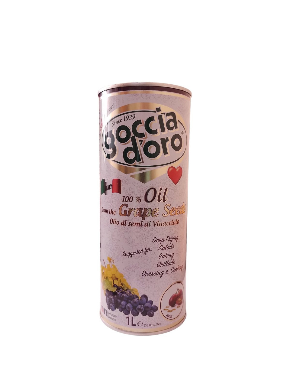 Олія виноградної кісточки Goccia d'oro - Виноградна олія - 1л (ІТАЛІЯ) - ОРИГІНАЛ