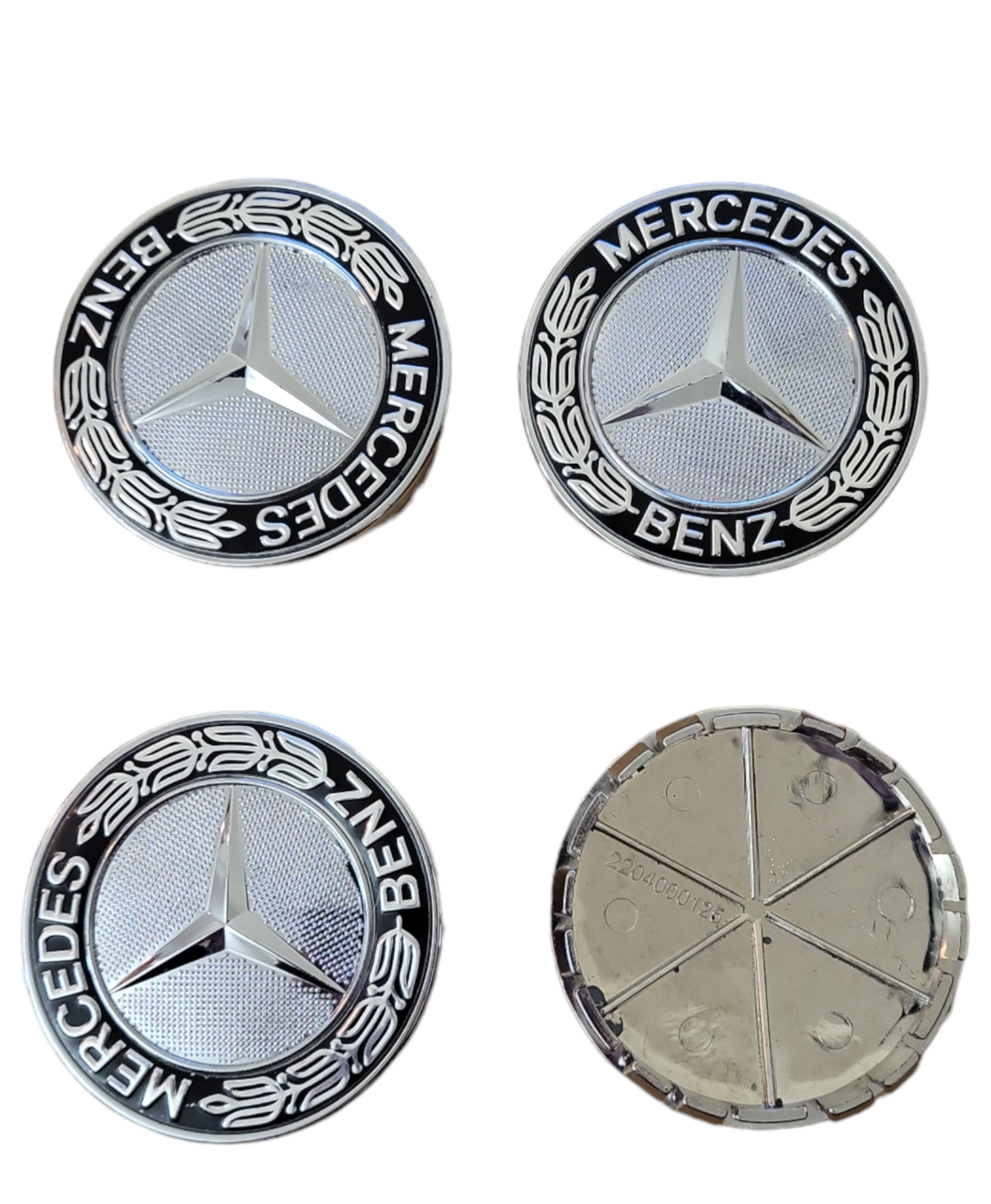 Ковпачки, заглушки на диски Mercedes-Benz 75 мм / 72 мм Хром з чорним ободком 220 400 01 25
