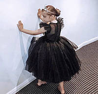 Чорна, пишна сукня з прозорою спинкою 6-7 років/святкова сукня, венздей