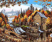 Картины по номерам лес Картина рисовать по номерам Домик на берегу реки 40х50 Живопись на холсте Origami 3013