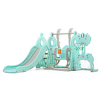 Дитяча гірка з гойдалками 5в1 inSPORTline Multino, 200 х 180 х 120 см  - бірюзово-біла