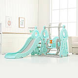 Дитяча гірка з гойдалкою 4в1 inSPORTline Swingslide, 145 х 180 х 120 см - бірюзово-біла, фото 2