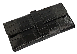 Гаманець зі шкіри крокодила жіночий Ekzotic Leather Чорний (cw24)