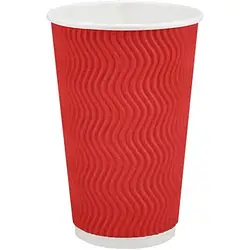 Стакан гофрований 500 мл 15 шт/уп. Червоний S хвиля кр 91