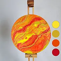 Художній набір для створення картини у абстракній техніці рідкий акрил/флюїд арт fluid art Сонце коло 30