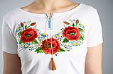 Повсякденна вишита футболка для дівчини у білому кольорі «Маковий цвіт», фото 8