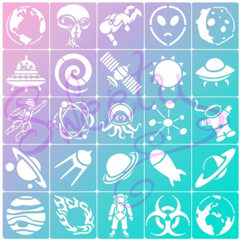 Трафарети Космос клейові 25 шт. для Блиск і Біоту 5х5см, фото 1