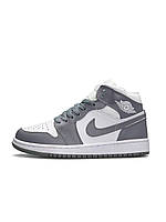 Кроссовки Nike Air Jordan 1 High Silver Gray White Fur 36