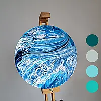 Художній набір для створення картини у абстракній техніці рідкий акрил/флюїд арт fluid art Уран коло 30