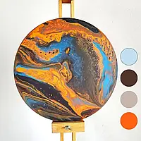 Художній набір для створення картини у абстракній техніці рідкий акрил/флюїд арт fluid art Юпітер коло 30