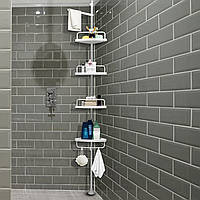 Угловая полка для ванной 4 яруса (320х43см) Multi Corner Shelf GY-188, до 16кг / Телескопическая полка в ванну