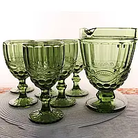 Набір келихів для вина із глечиком "Вінтаж", 7 предметів (6 келихів 300мл + глечик 1л)