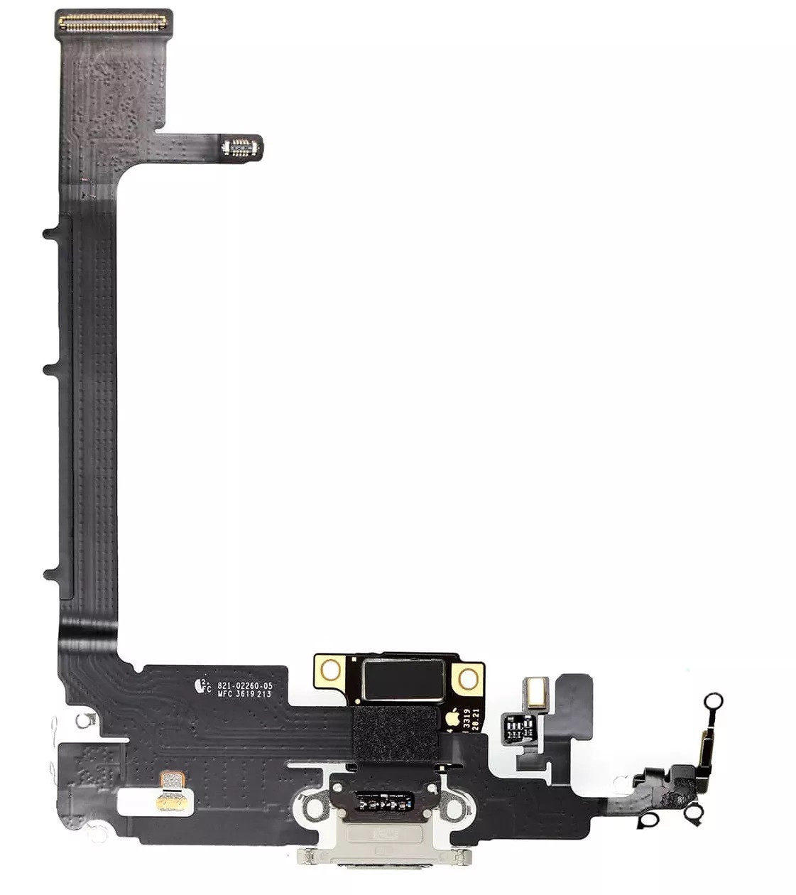 Шлейф (Flat cable) для Apple iPhone 11 Pro Max з роз'ємом зарядки, мікрофоном (Сріблястий) Оригінал, фото 1