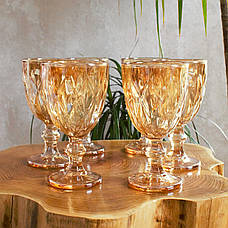 Келихи для вина з кольорового скла 6 шт Glassware 260 мл Золото, фото 5