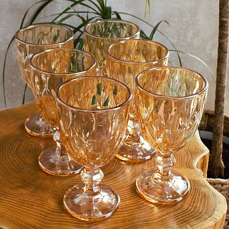 Келихи для вина з кольорового скла 6 шт Glassware 260 мл Золото, фото 1