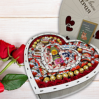 Сладкие оригинальные подарки премиум для девушек, из конфет в виде сердца на день влюбленных и 8 марта xxx