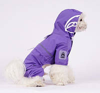 Дождевик для собак Cheepet с капюшоном на затяжках с четымя лапками, фиолетовый