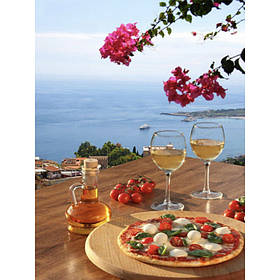 Алмазна мозаїка Італійська піца з келихом білого вина 30х40см квадратні каміння-стрази, в кор. 41*31*2,5см, ТМ