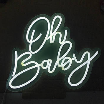 Неонова LED вивіска Oh Baby біла 400х347мм