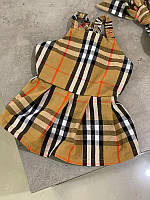 Брендовое летнее платье для собак Burberry на брительках, с ободком на затяжке, коричневое