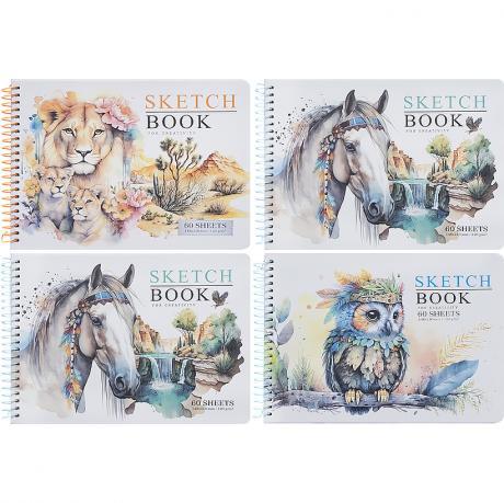 Від 2 шт. Блокнот скетчбук А5 "Мандарин" тверда обкл. 60л. чистий лист 120г/м2 9588/-89/-90 купити дешево оптом в