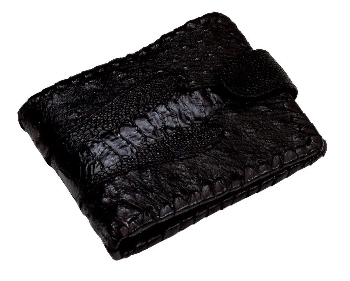 Портмоне зі шкіри страуса Ekzotic leather Чорне (ow05)