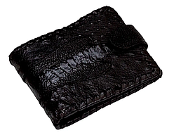 Портмоне зі шкіри страуса Ekzotic leather Чорне (ow05)