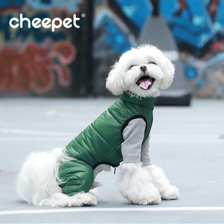 Комбинезон зимний для собак Cheepet "Дутик" двухсторонний зеленый - фото 1 - id-p2122217852