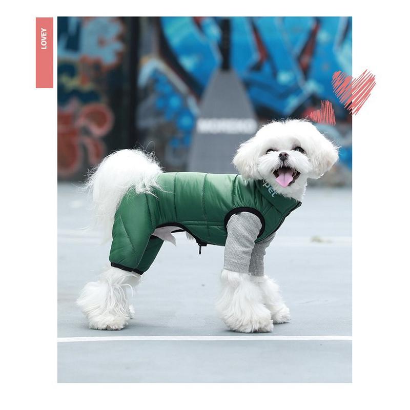Комбинезон зимний для собак Cheepet "Дутик" двухсторонний зеленый - фото 2 - id-p2122217852