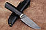 Ніж для полювання ручної роботи Боров 5, нескладний ніж із дамаської сталі, зі шкіряним чохлом у комплекті, фото 2
