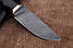 Ніж для полювання ручної роботи Боров 5, нескладний ніж із дамаської сталі, зі шкіряним чохлом у комплекті, фото 4