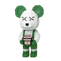 Конструктор Magic Blocks в виде мишки Bearbrick с подарком, Лего Мишка 43см Зеленый