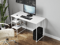 Комп'ютерний стіл, письмовий стіл на 2 полиці з ЛДСП 100х75х60 см Білий