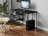 Комп'ютерний стіл, письмовий стіл на 2 полиці з ЛДСП 100х75х60 см Чорний
