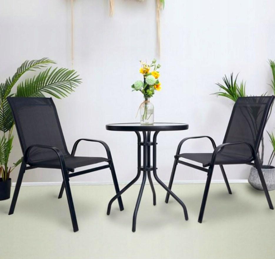 Садові меблі столик + 2 стільці чорний 16198 / 23461