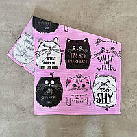 Кухонное полотенце рогожка с принтом Cats GM Textile 35х61см 180г/м2 (Розовый)