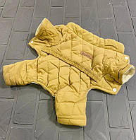 Зимний комбинезон для собак с резинкой на поясе, прошитый ромбами, коричневый