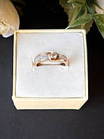 Кольцо женское серебряное 925 проба с позолотой 18 размер