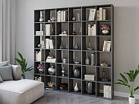 Стеллаж для дома и офиса на 36 ячеек Стеллаж для книг из ЛДСП Антрацит 212.8х212.8х30 см