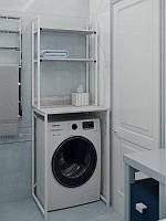 Стеллаж для стиральной машины в стиле ЛОФТ с ЛДСП 65х188х50 см Белый-Бетон
