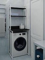 Стеллаж для стиральной машины в стиле ЛОФТ с ЛДСП 65х188х50 см Белый-Черный