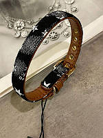 Ошейник для собак с джинсовым наружным покрытием украшен белыми звездочками, черный 1,3*32см