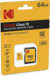 Картка пам'яті Kodak MicroSD 64 GB Class 10 UHS-I U1 + SD-адаптер (MicroSDXC)