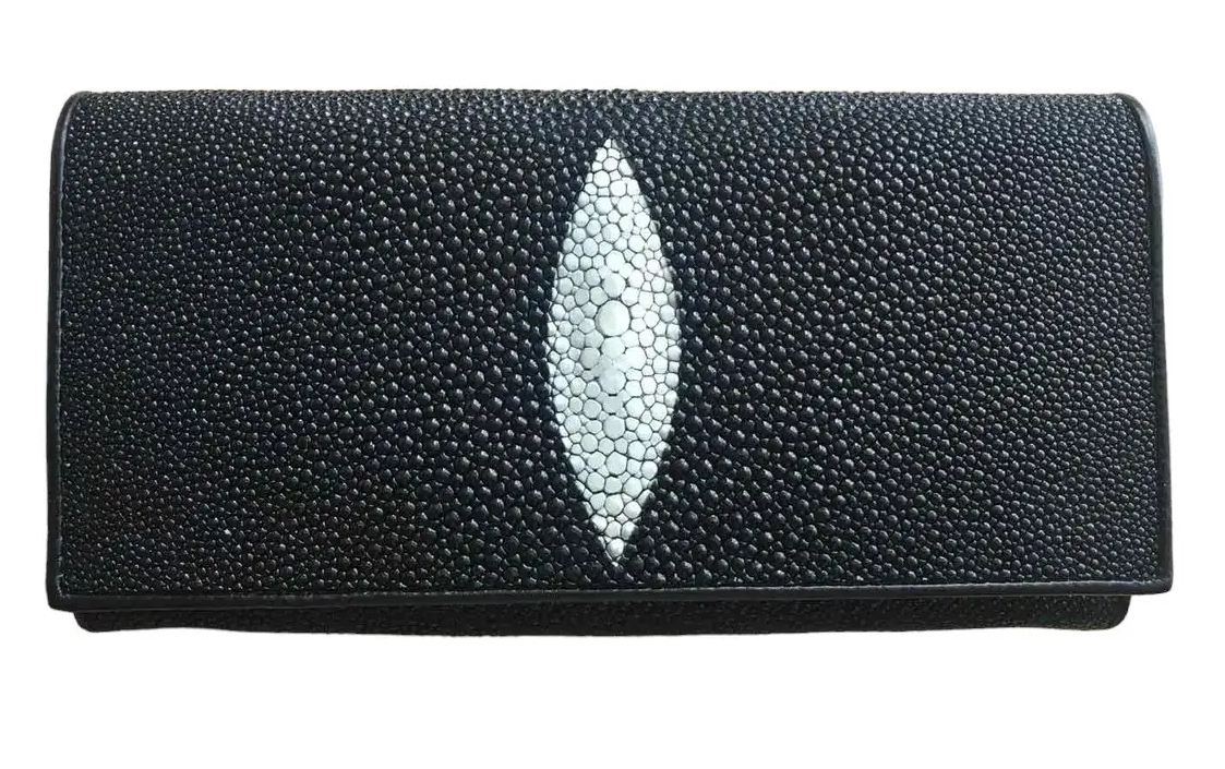 Гаманець зі шкіри ската Ekzotic leather Чорний (stw 15)