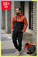 Спортивный костюм мужской весна-осень Nike черно-оранжевый Молодежные спортивные костюмы из плащевки L