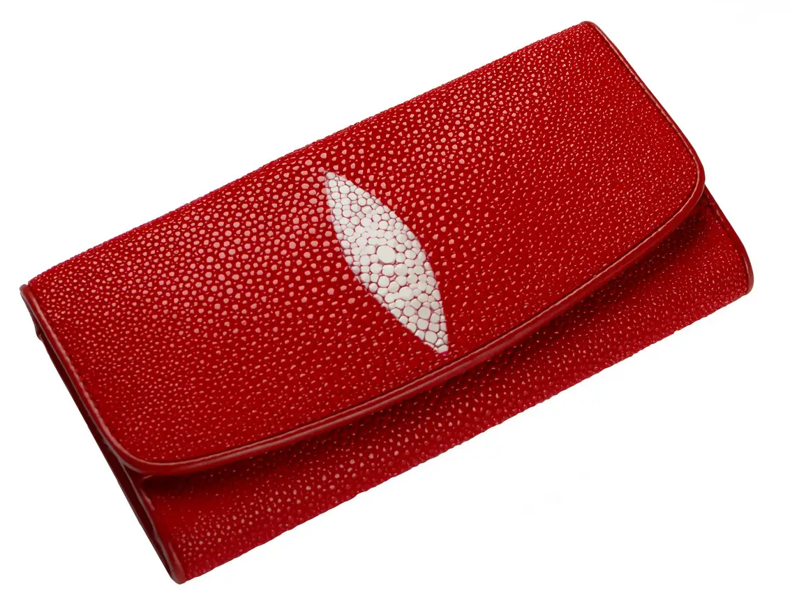 Гаманець зі шкіри ската Ekzotic leather Червоний (stw 20)