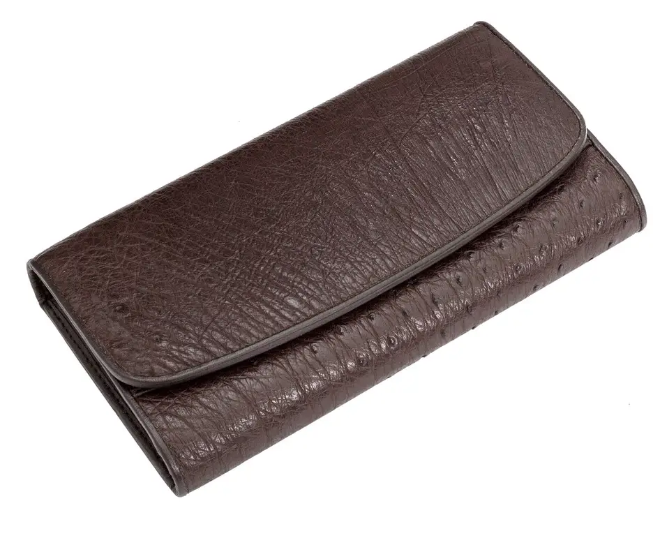 Гаманець зі шкіри страусаEkzotic leather Коричневий (ow03)